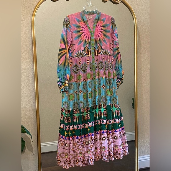 Siddhartha Bansal x Anthropologie Mixed Print Button Front Maxi Dress Size S - Picture 6 of 15